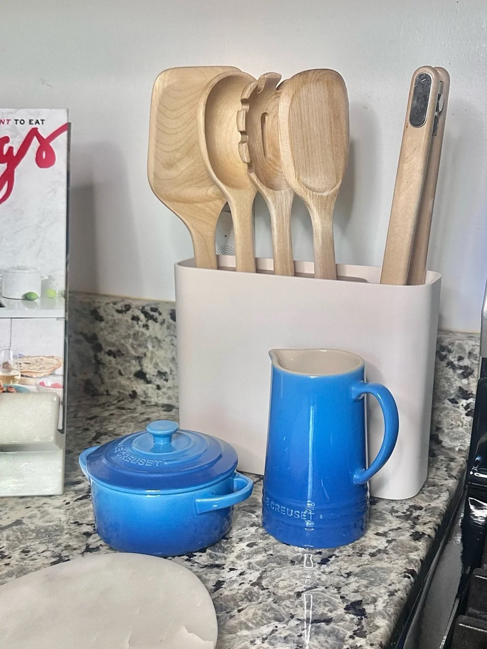 Caraway 5-Piece Birch Wood Utensils Set and Holder
